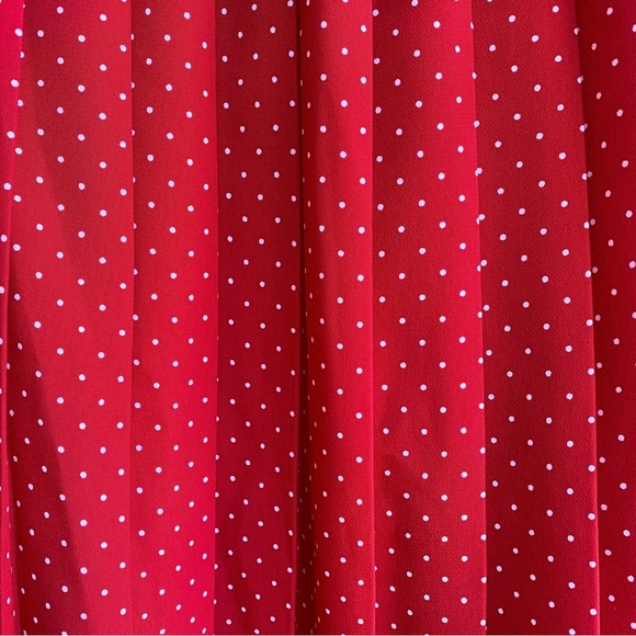 VINTAGE RED POLKA DOT SKIRT 2XL PETITE 90s PREPPY BUSINESS CASUAL FLIRTY PLEATED - Picture 3 of 6
